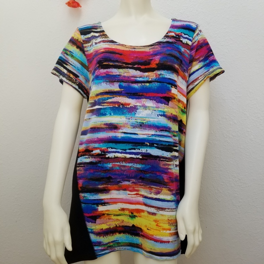 Cable & Gauge Multicolor Short Sleeve Tunic XL